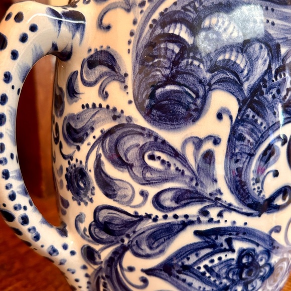 TUROV One-of-a-Kind Hand Painted Ceramic Pitcher Delft Blue. - Picture 6 of 9